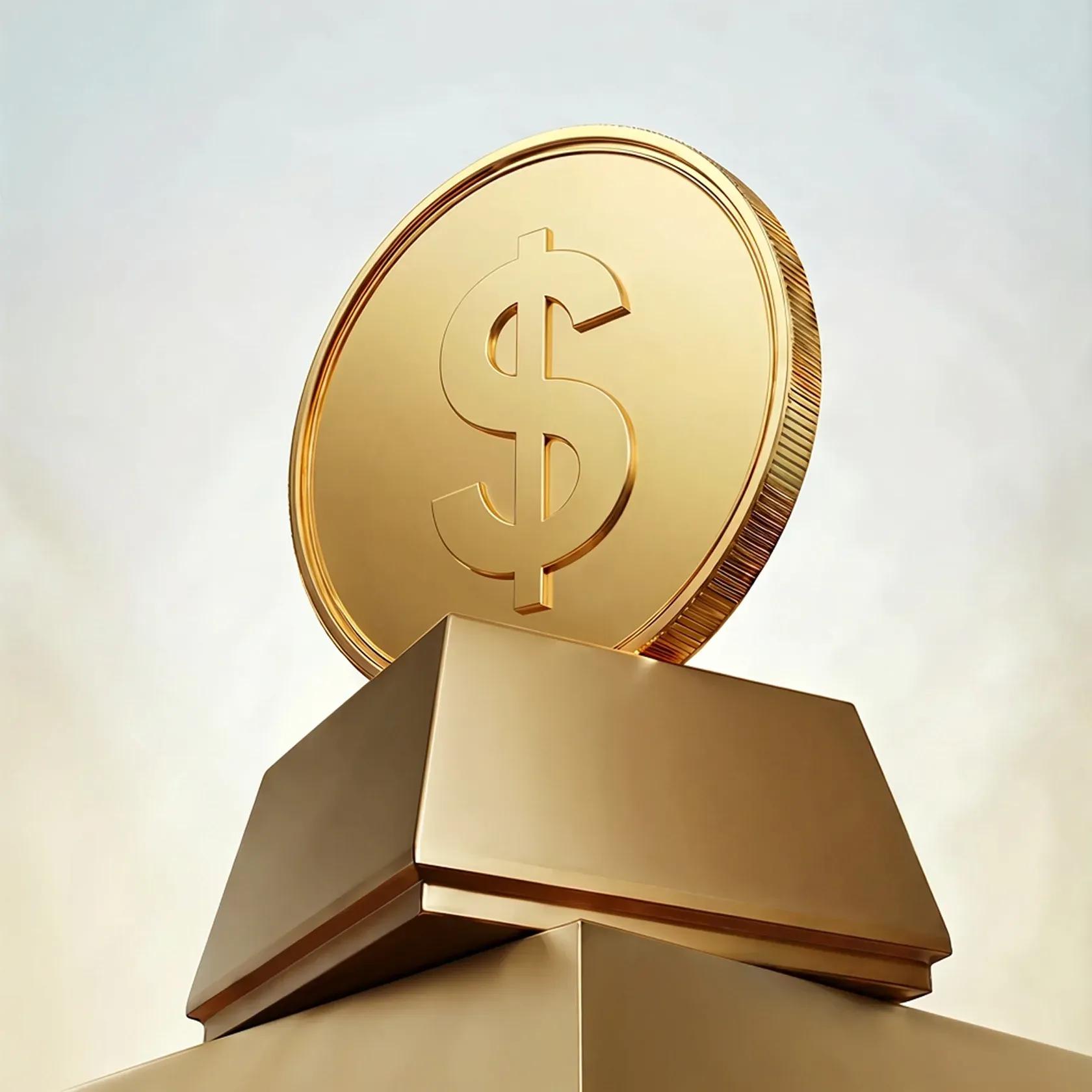 Gold coin trophy with UAE ribbon colors